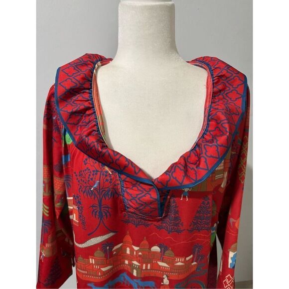 Gretchen Scott Ruffle neck red dress Goddess 16 - Picture 2 of 9